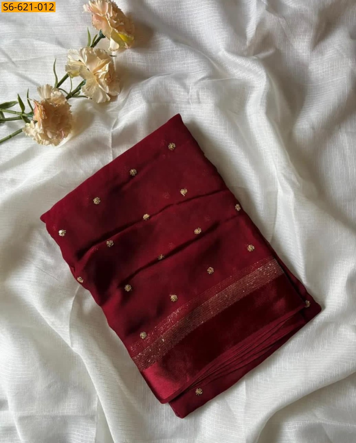 Maroon Viscose Georgette Saree