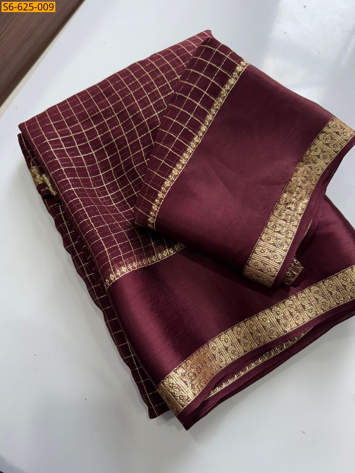 Maroon Viscose georgette saree