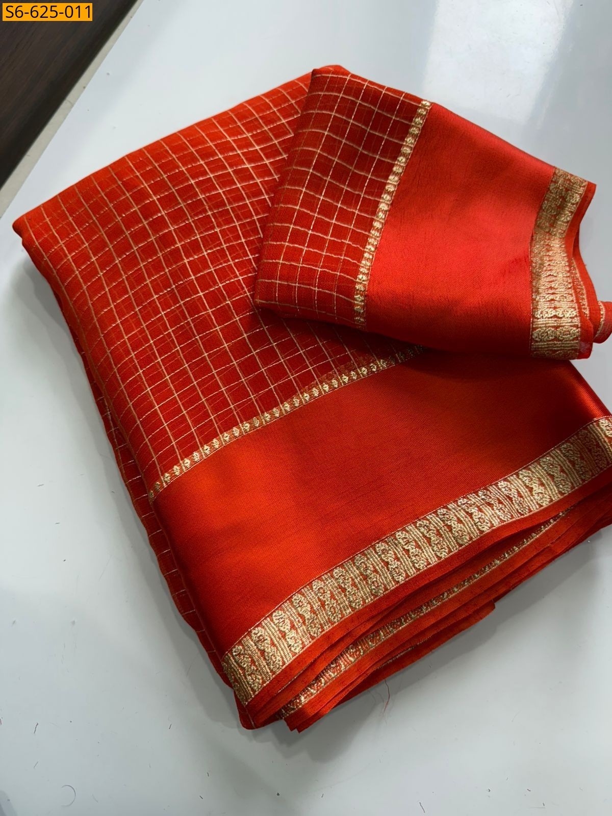 Dark Red Viscose georgette saree