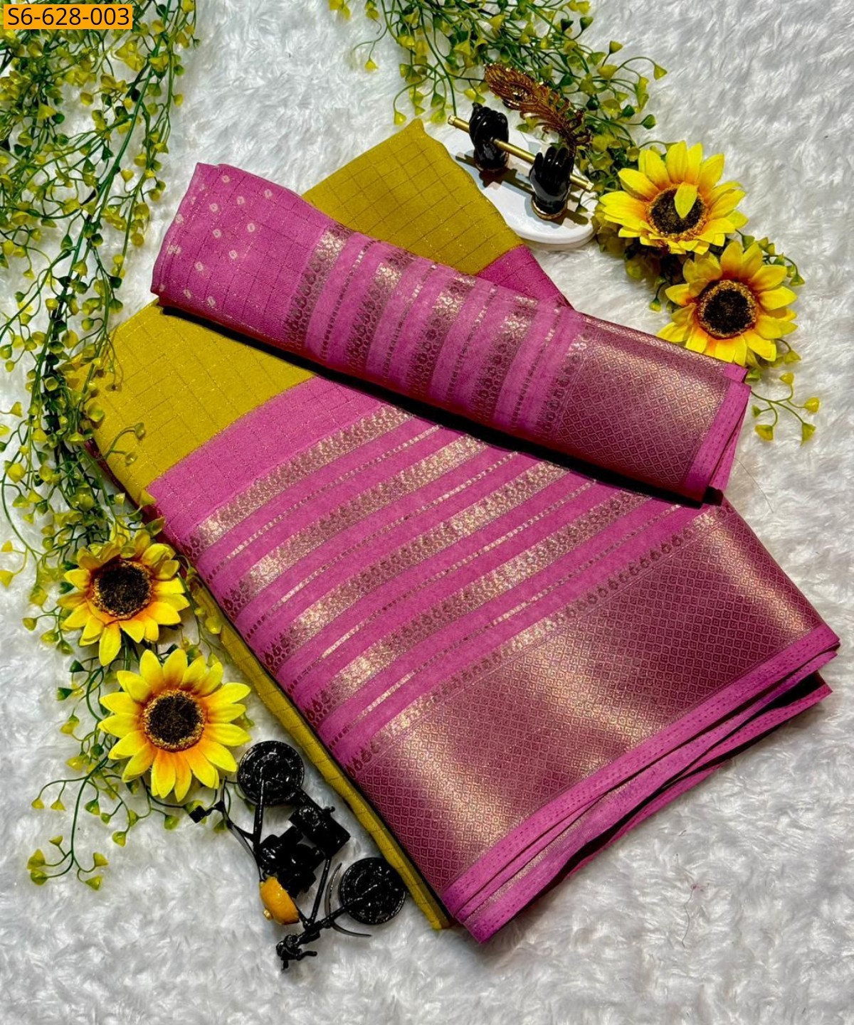Olive Green Fancy mysore silk saree