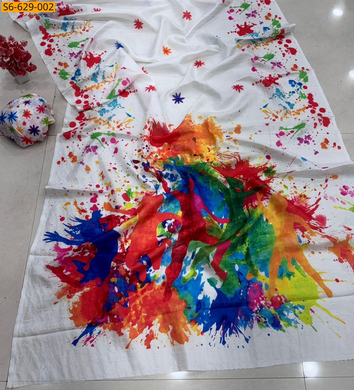 Multi color Fancy tussar silk saree