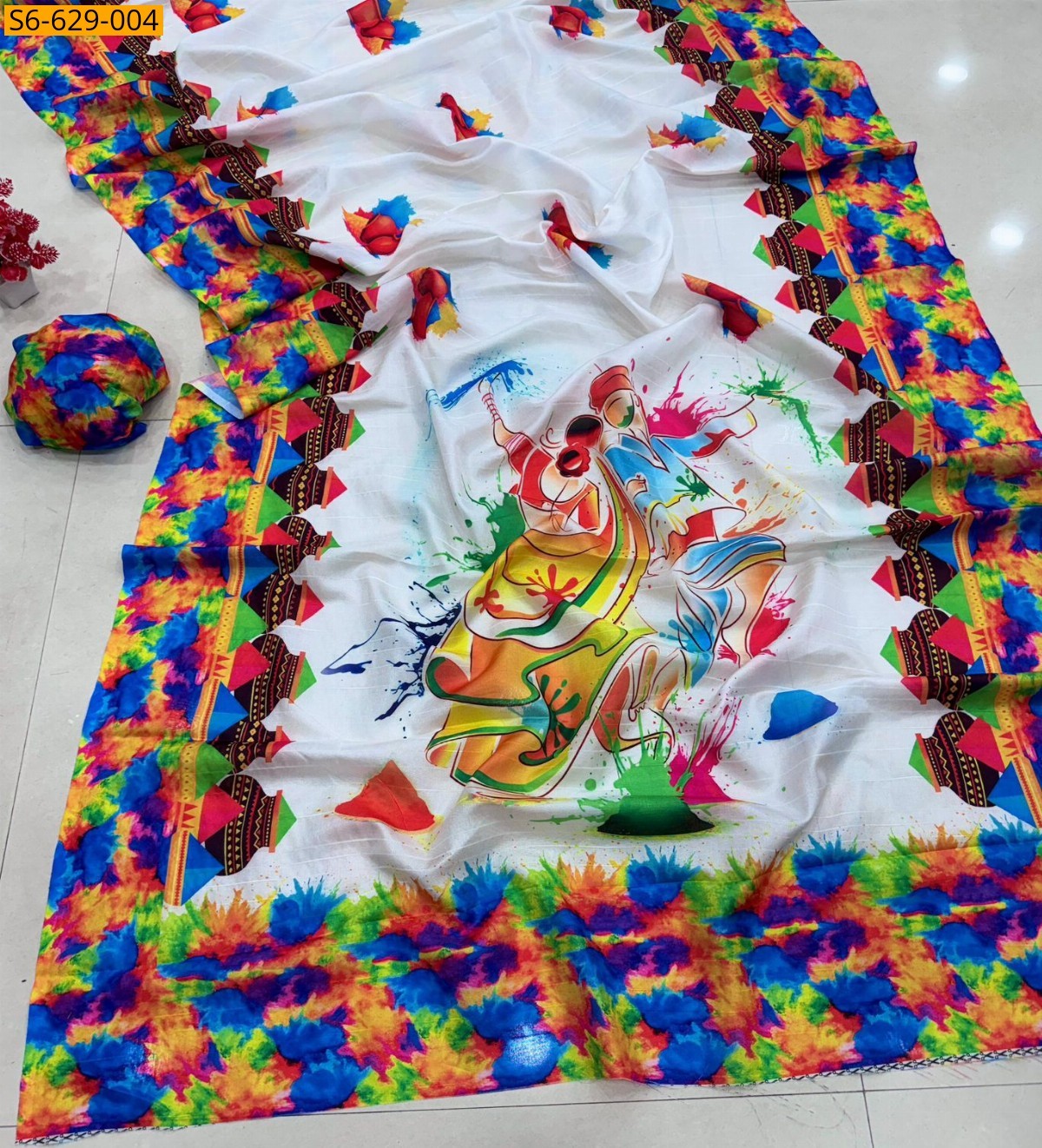 Multi color Fancy tussar silk saree