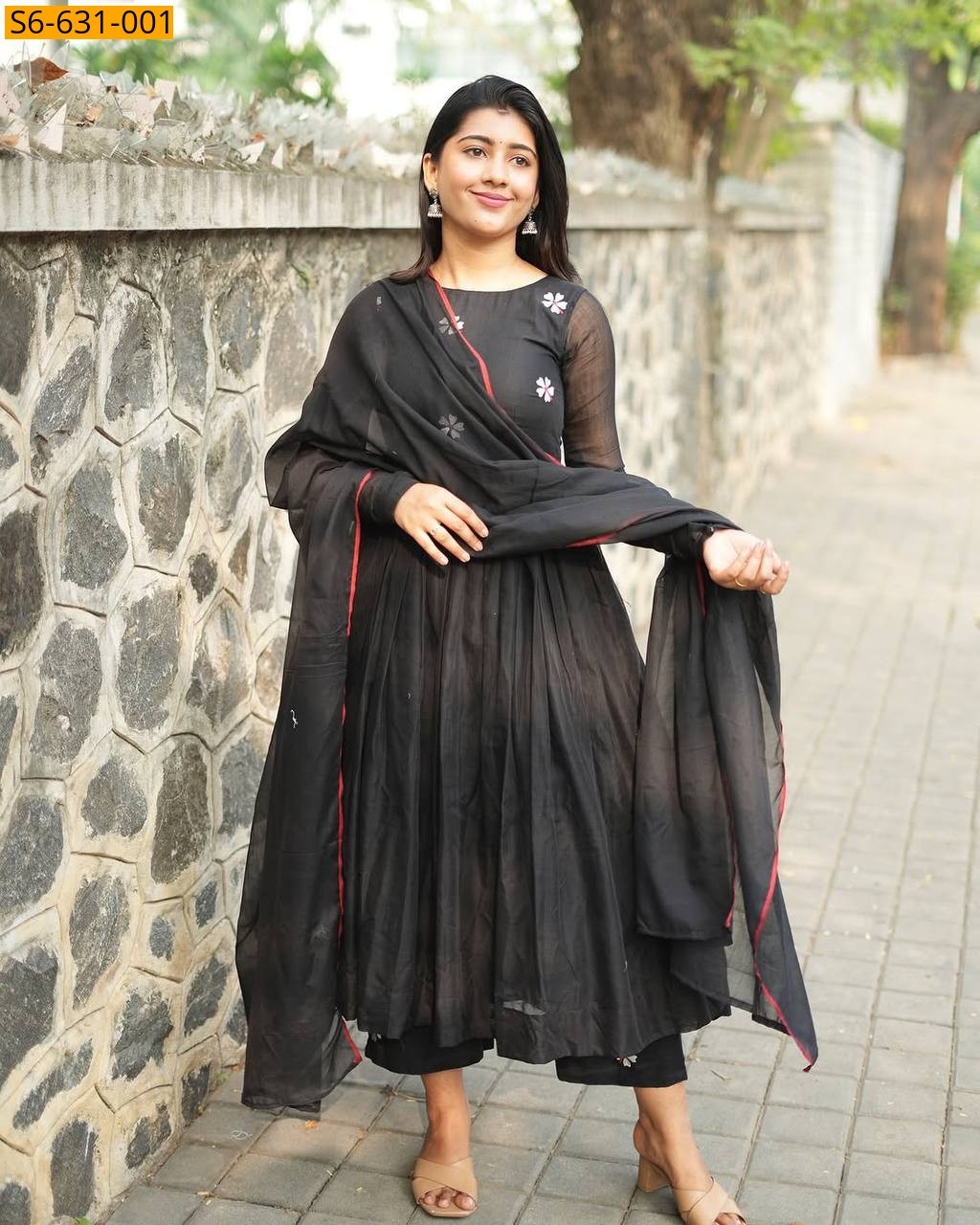 Black Maska Cotton embroidery kurti