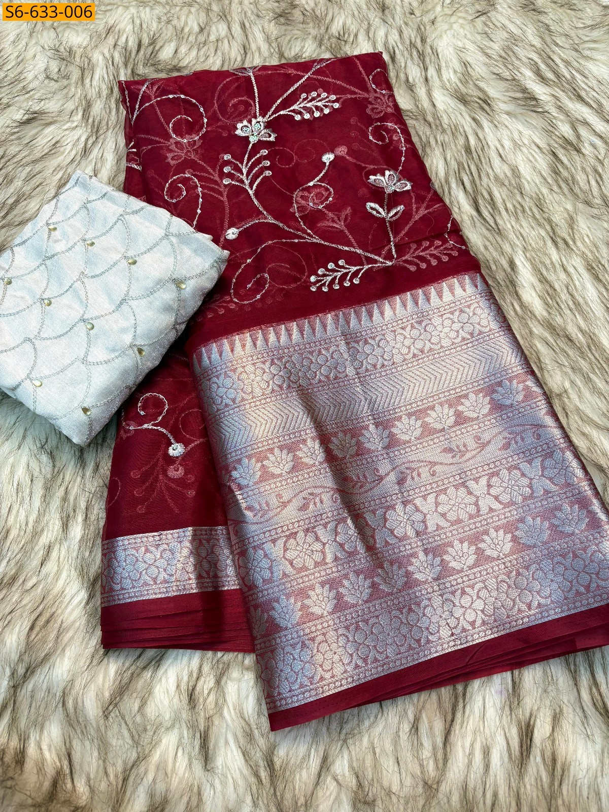 Kanchipuram organza sequence saree