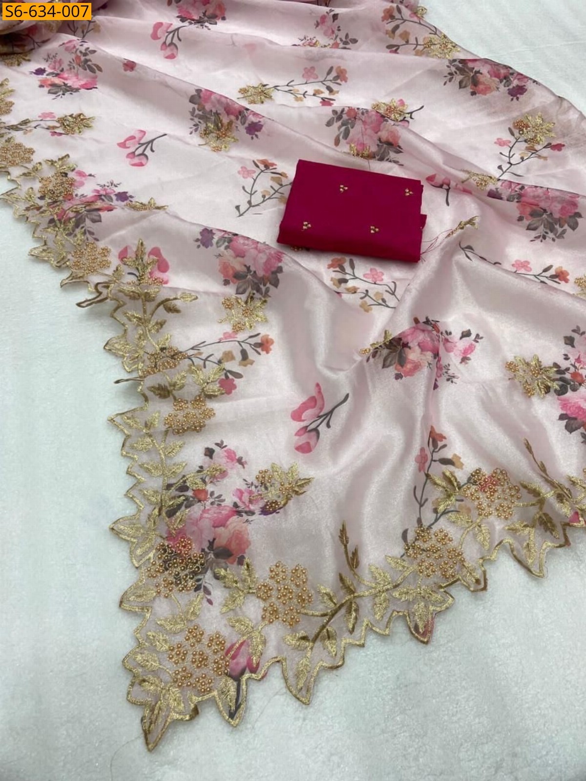 Kanchipuram organza sequence saree