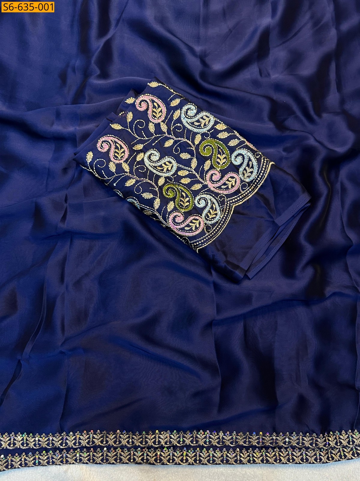 Navy Blue Rangoli Silk Sarees