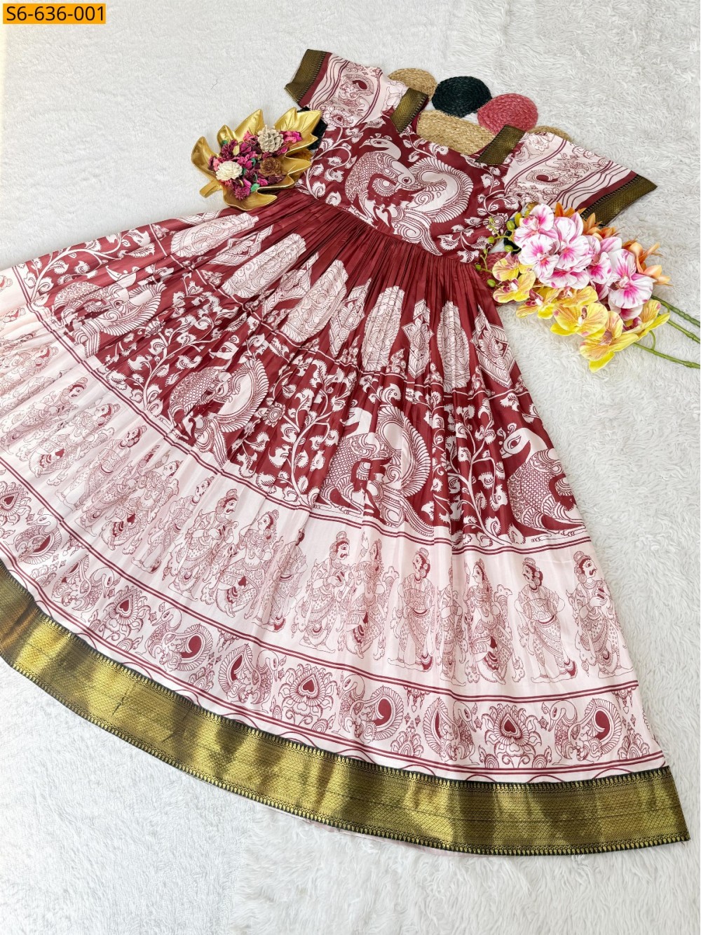 Soft Dola Silk Kalamkari Gown