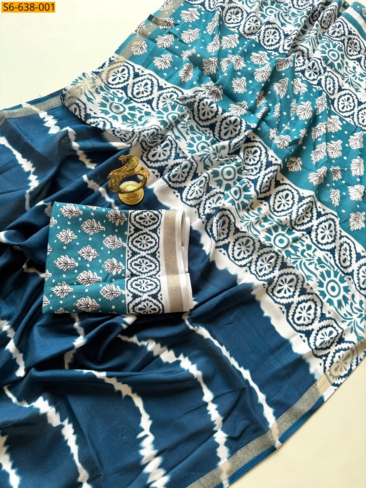Blue Fancy Mul Cotton Sarees