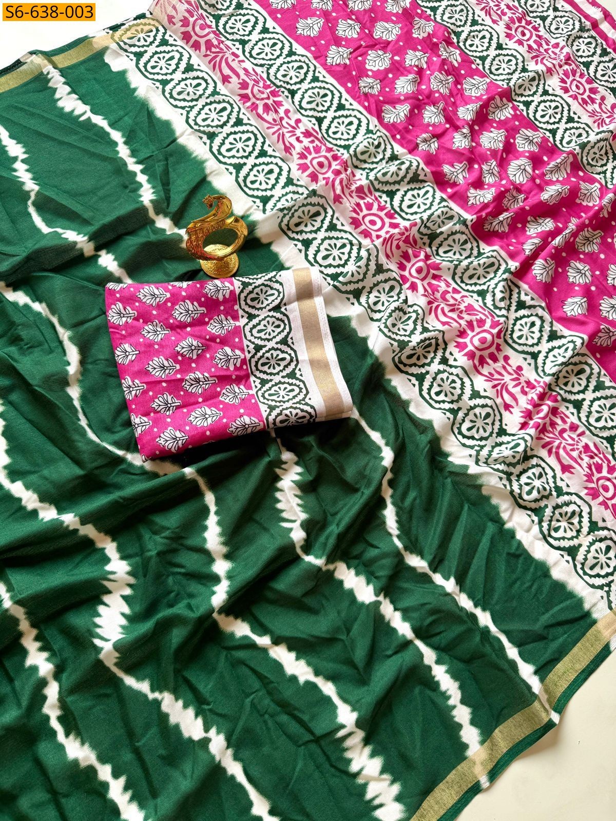 Green Fancy Mul Cotton Sarees