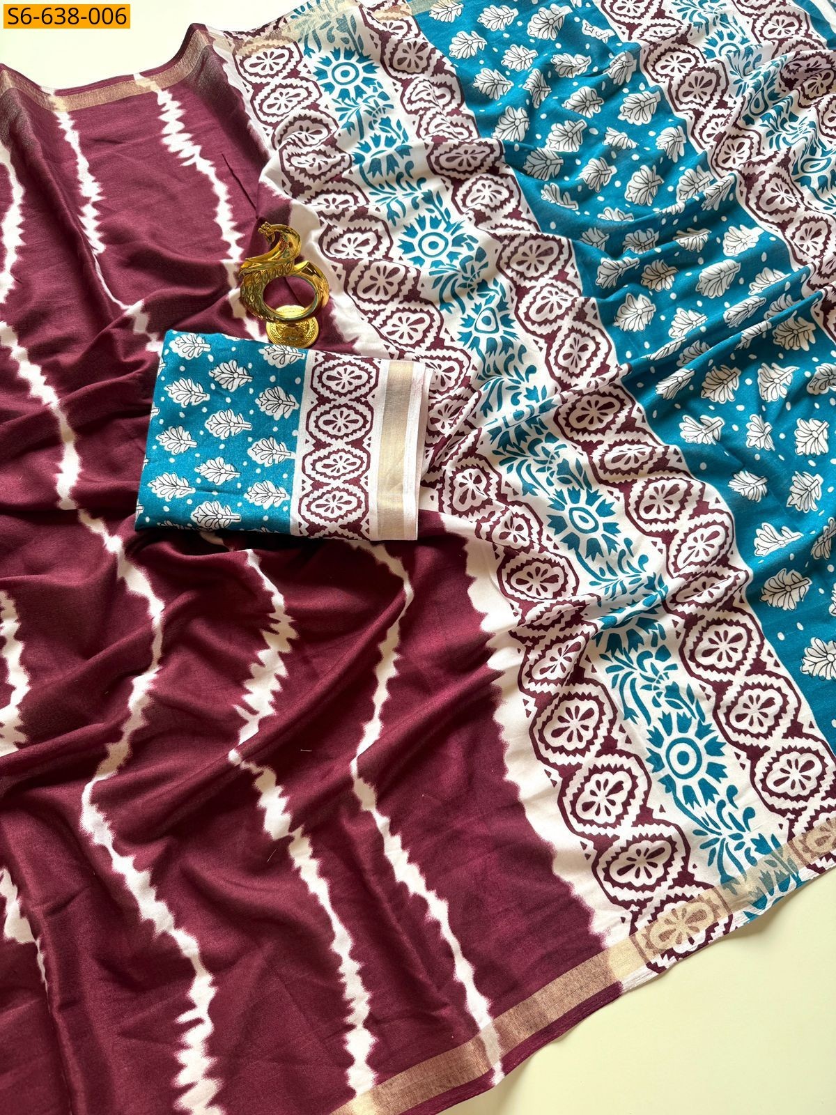 Maroon Fancy Mul Cotton Sarees