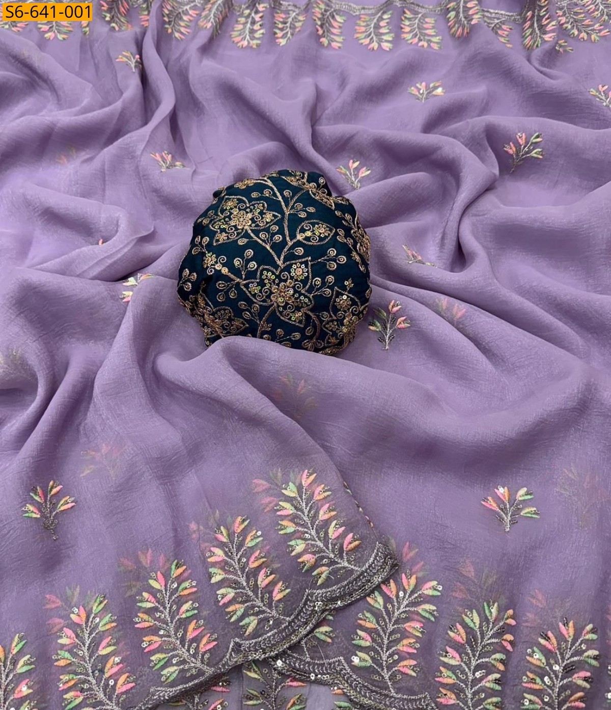 Purple Fancy georgette silk saree