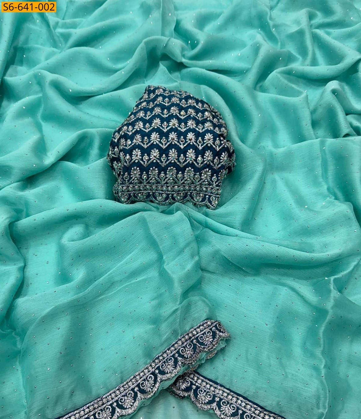 Sky Blue Fancy georgette silk saree