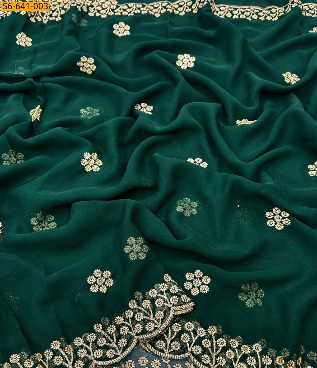 Green Fancy georgette silk saree