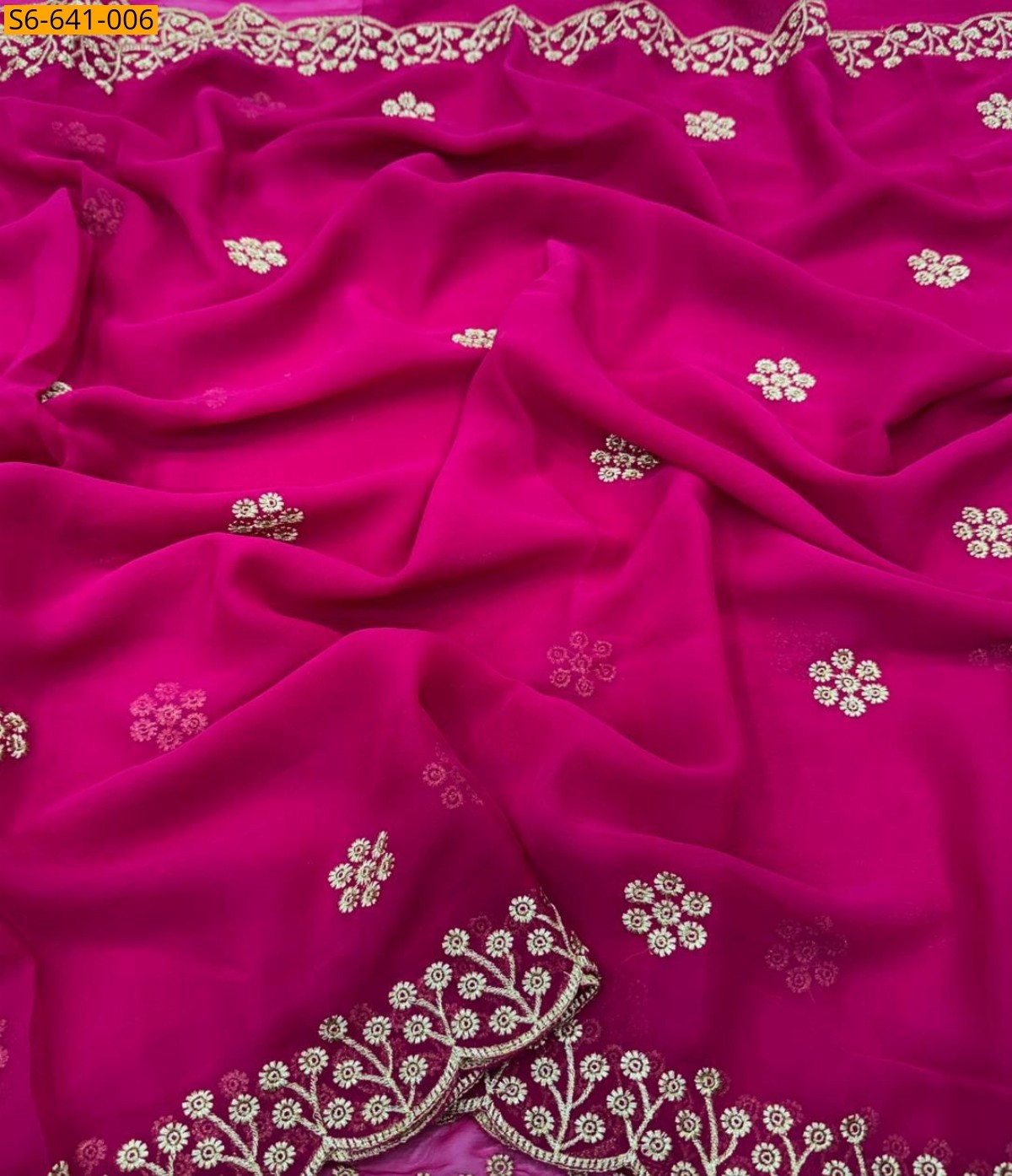 Dark Pink Fancy georgette silk saree