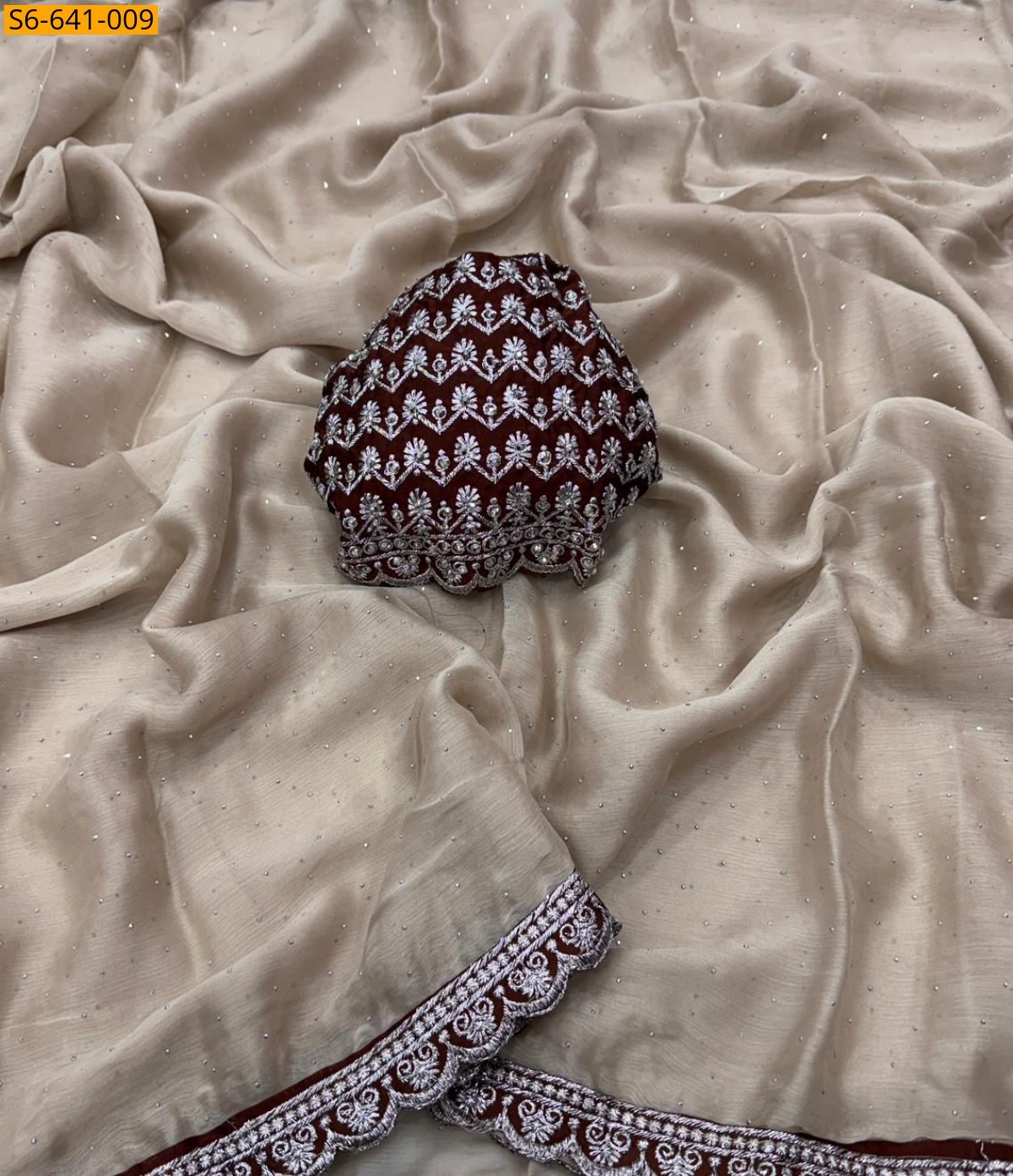 Sandal Fancy georgette silk saree