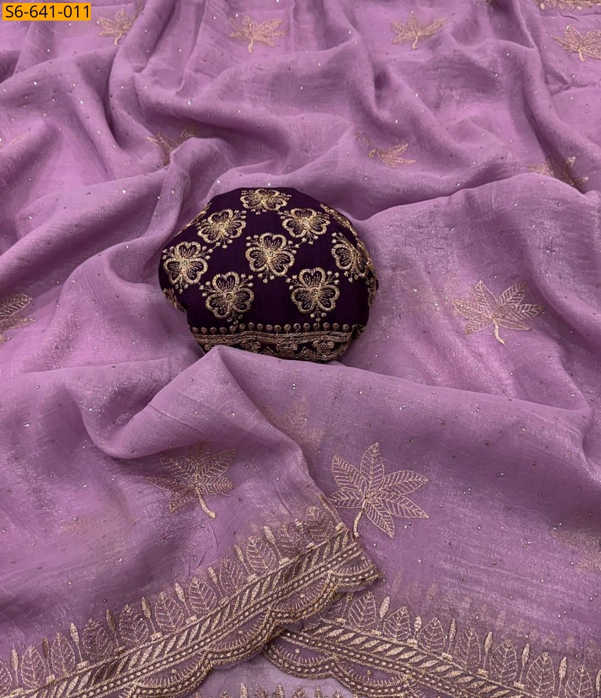 Lavendar Fancy georgette silk saree