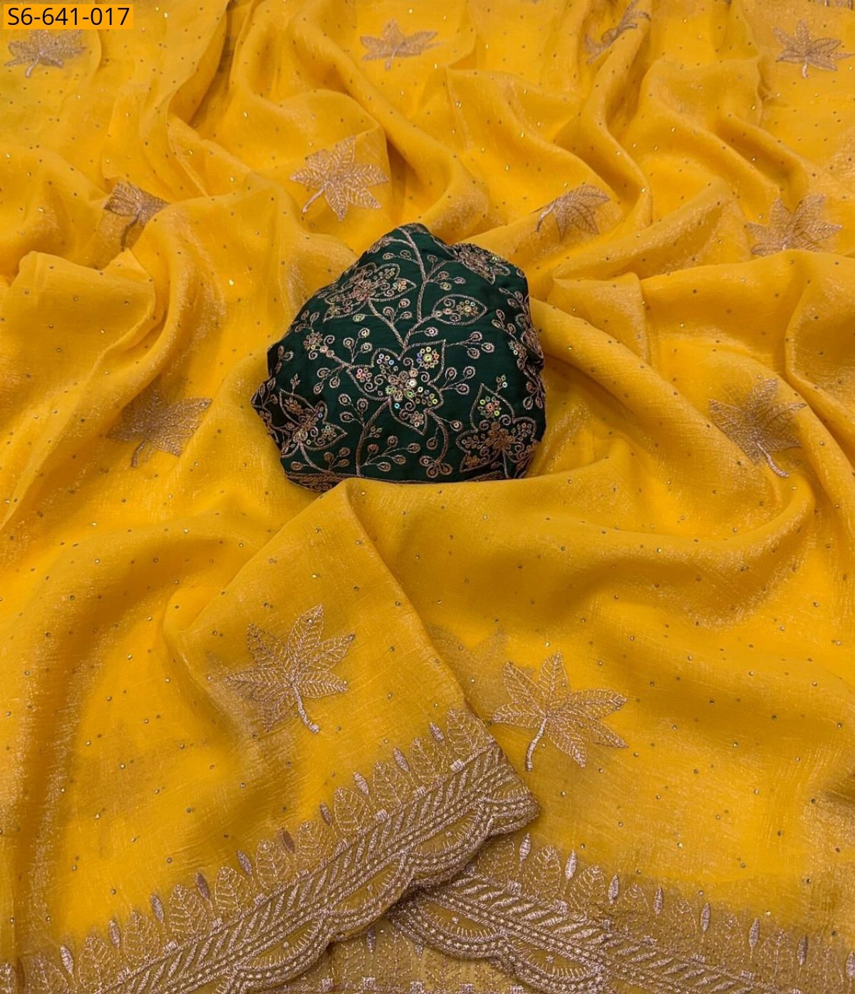 Mango Yellow Fancy georgette silk saree