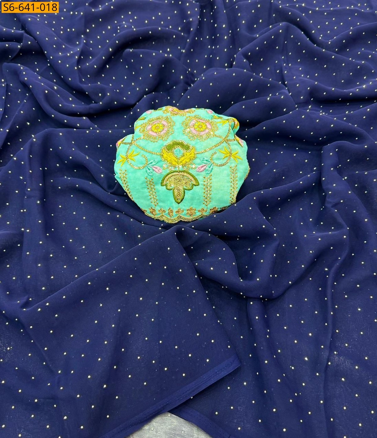 Blue Fancy georgette silk saree