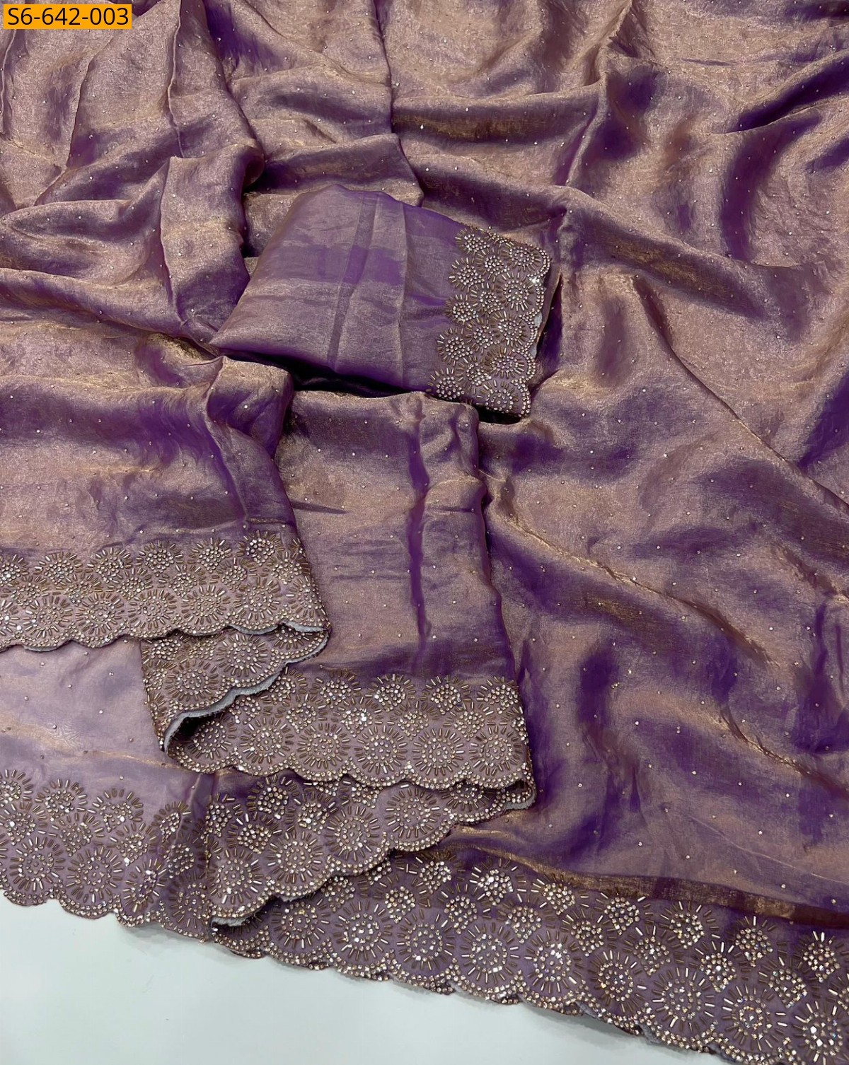 Lavendar Fancy Space Soft Silk Saree