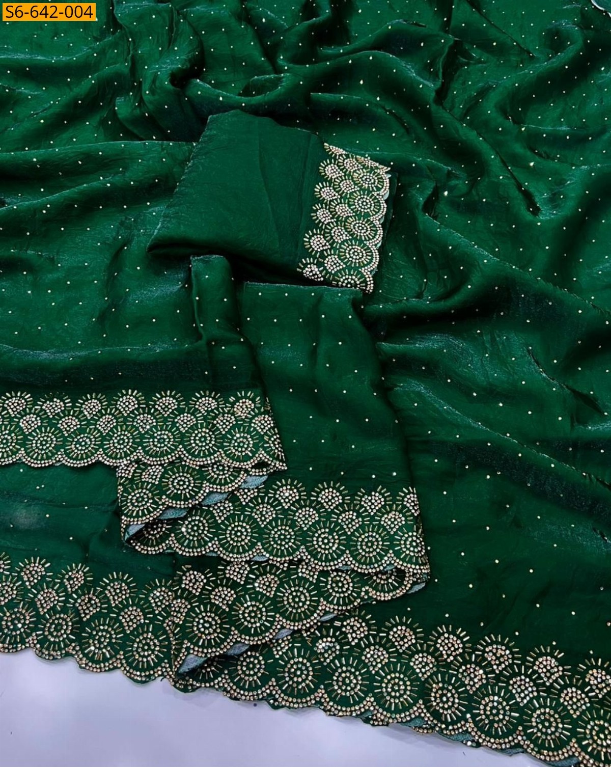 Green Fancy Space Soft Silk Saree