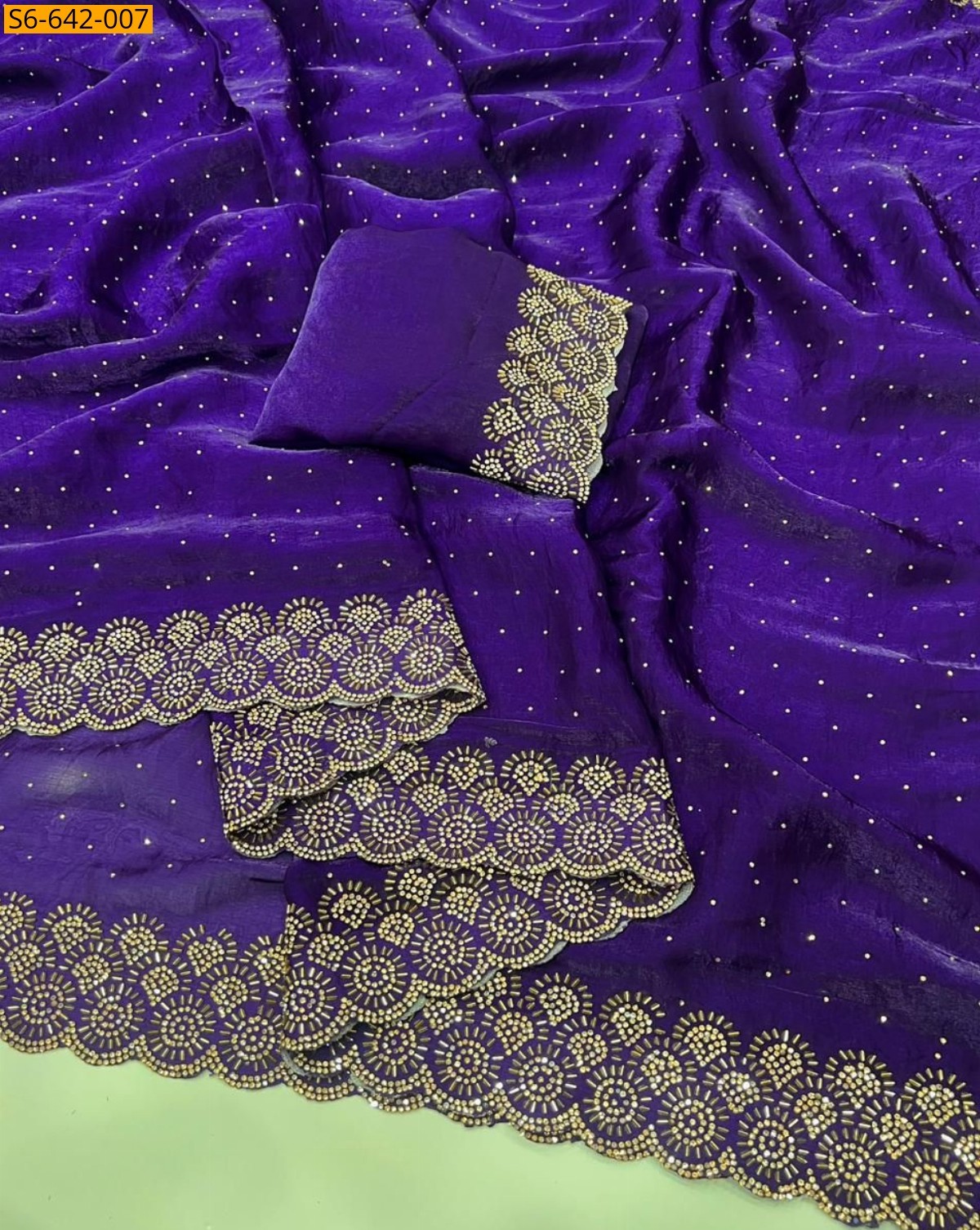 Purple Fancy Space Soft Silk Saree