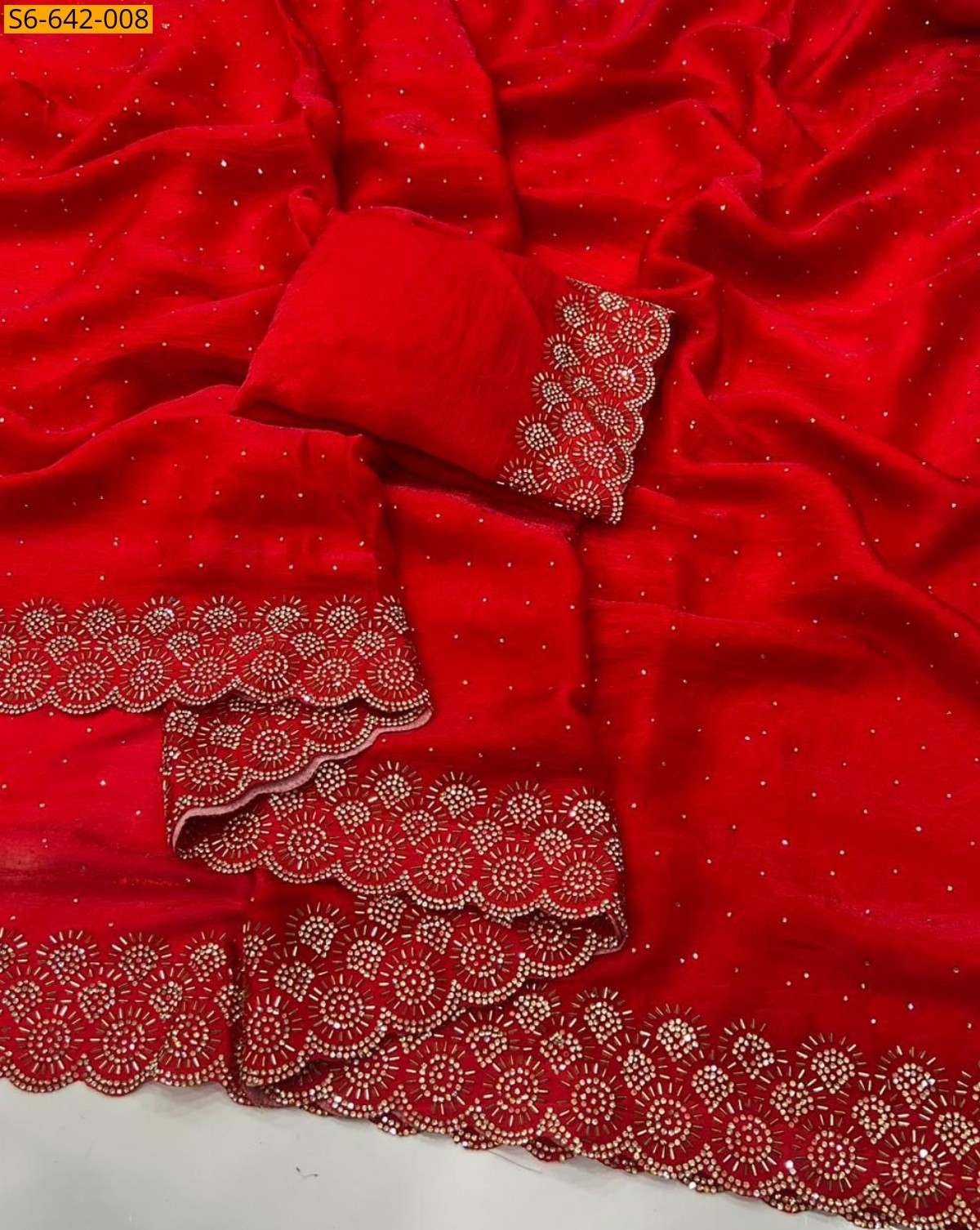 Red Fancy Space Soft Silk Saree