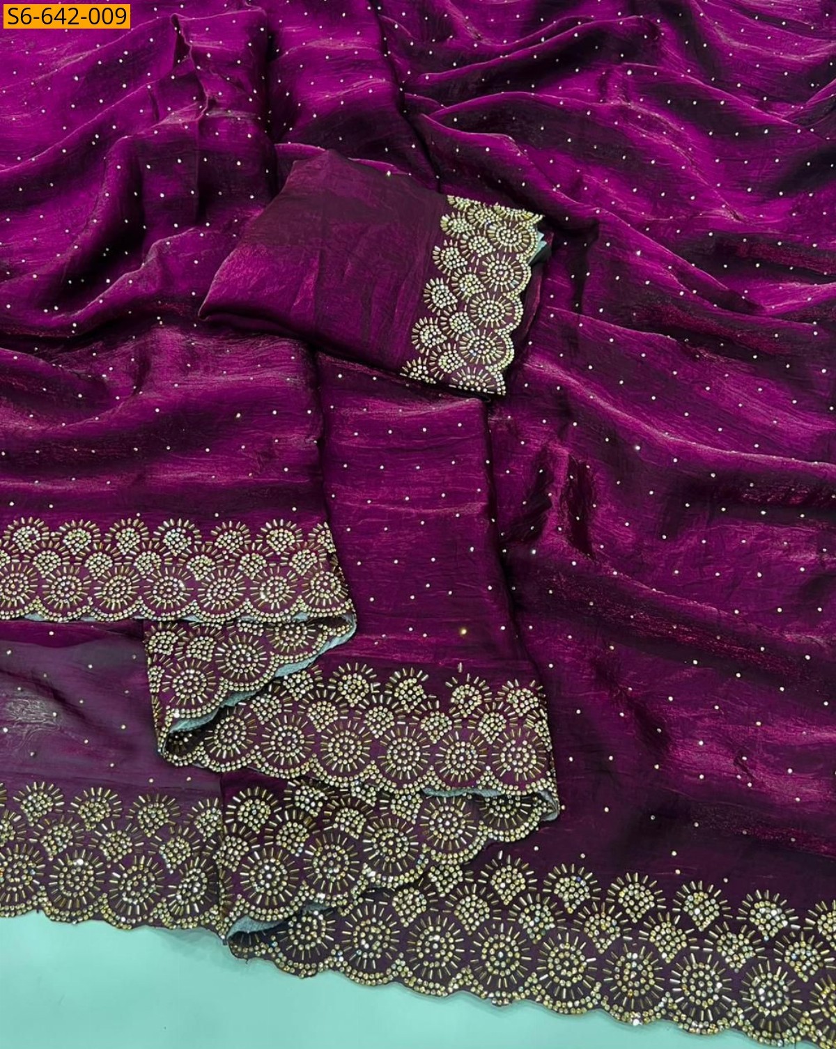 Magenta Fancy Space Soft Silk Saree