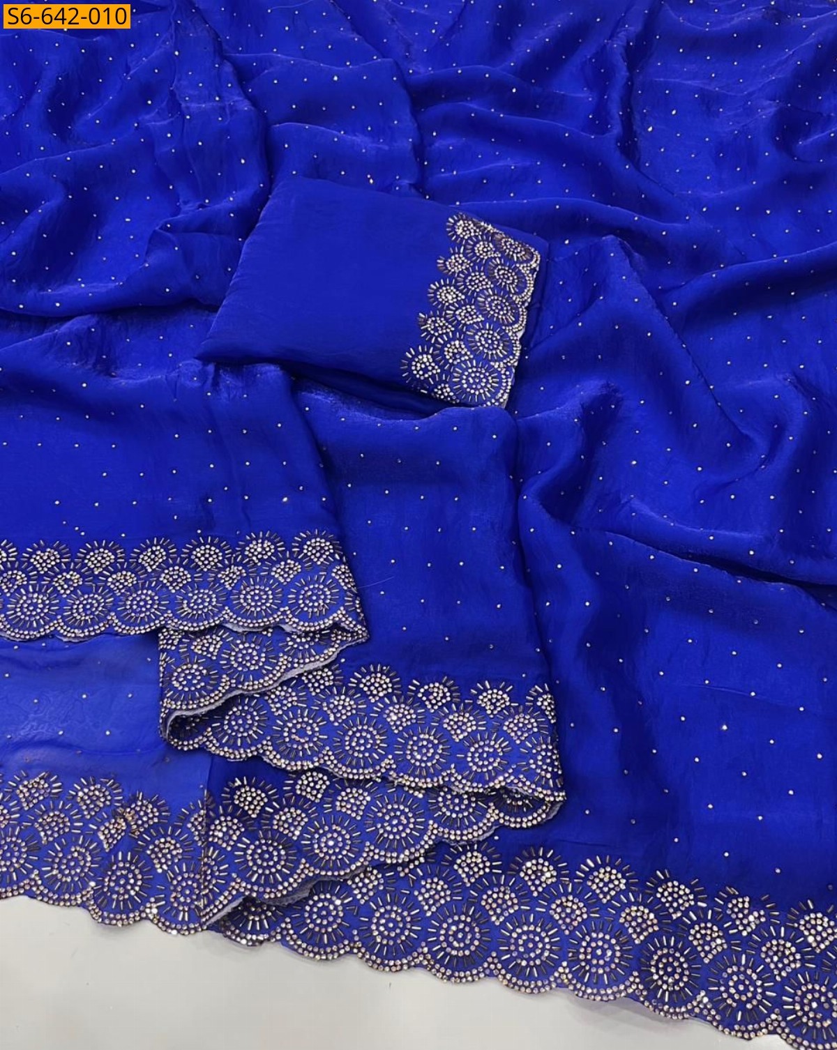 Royal Blue Fancy Space Soft Silk Saree