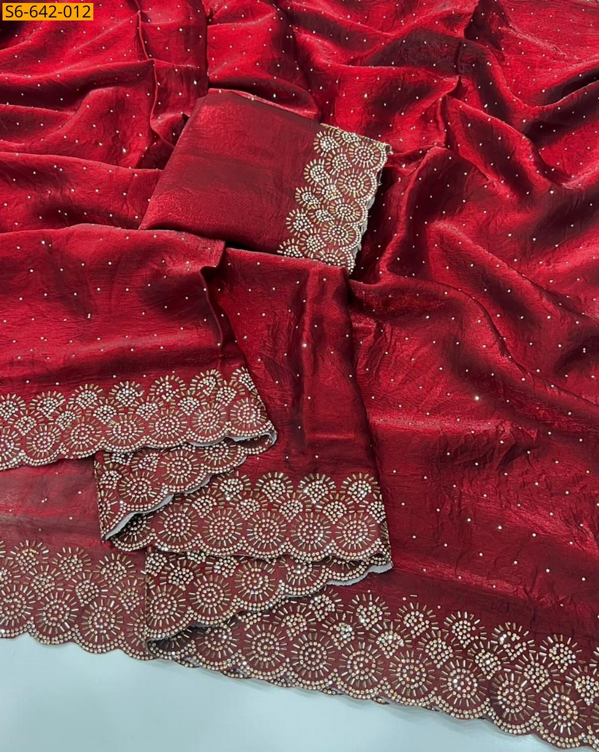 Red Fancy Space Soft Silk Saree
