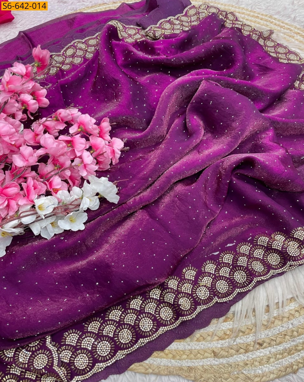 Lavendar Fancy Space Soft Silk Saree