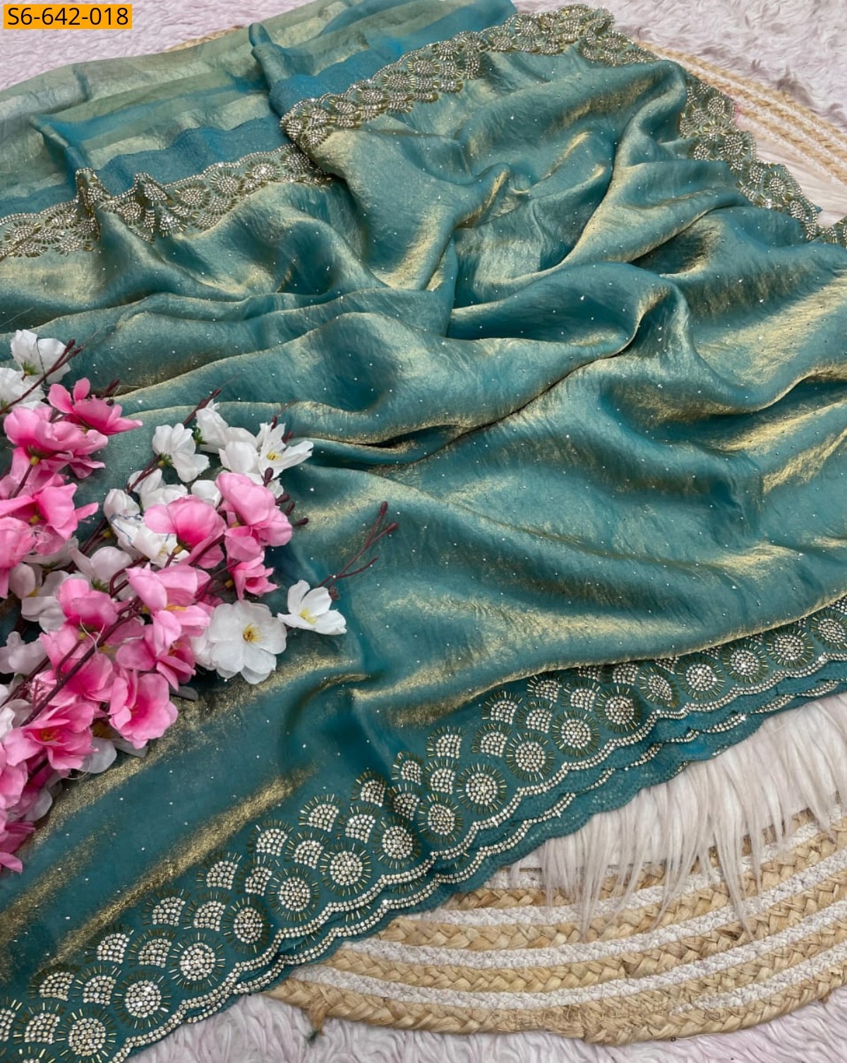 Green Fancy Space Soft Silk Saree