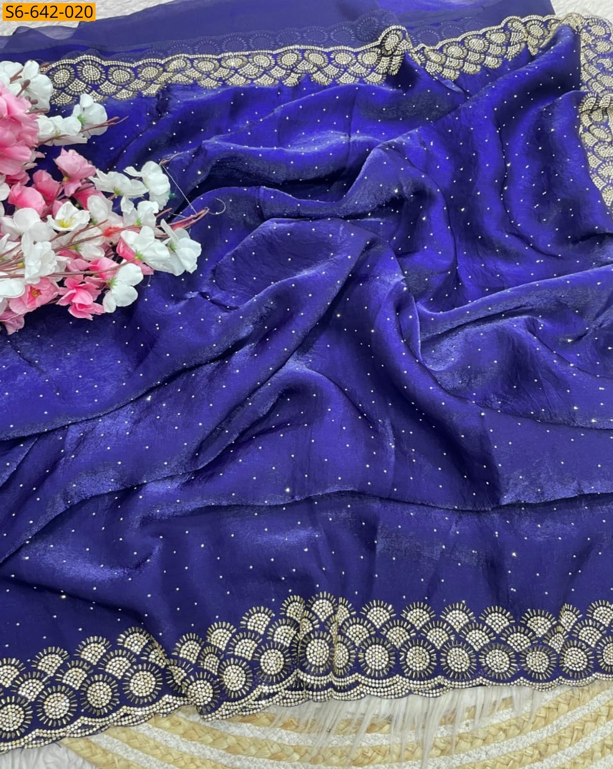 Blue Fancy Space Soft Silk Saree