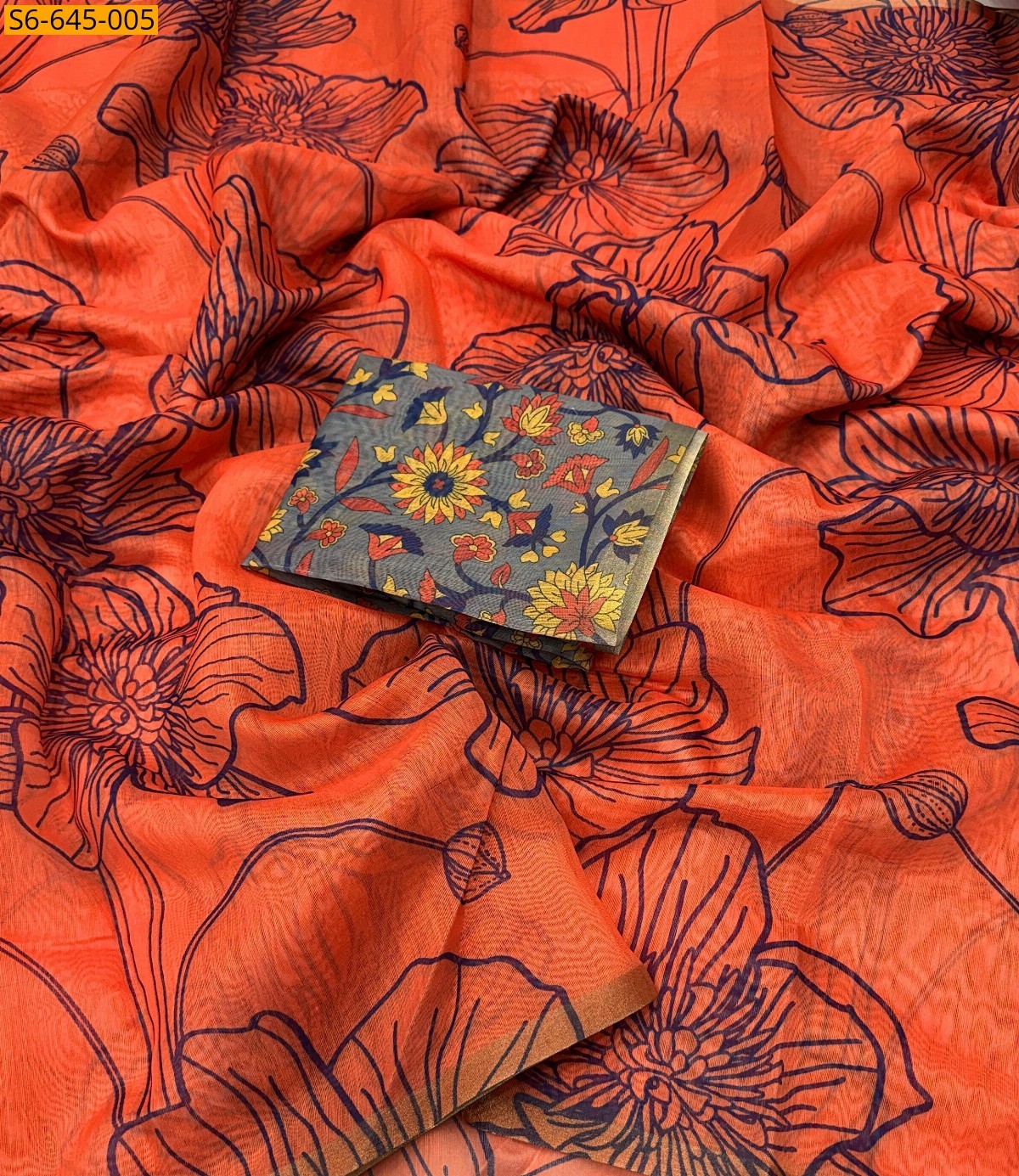 Orange Soft chanderi Saree
