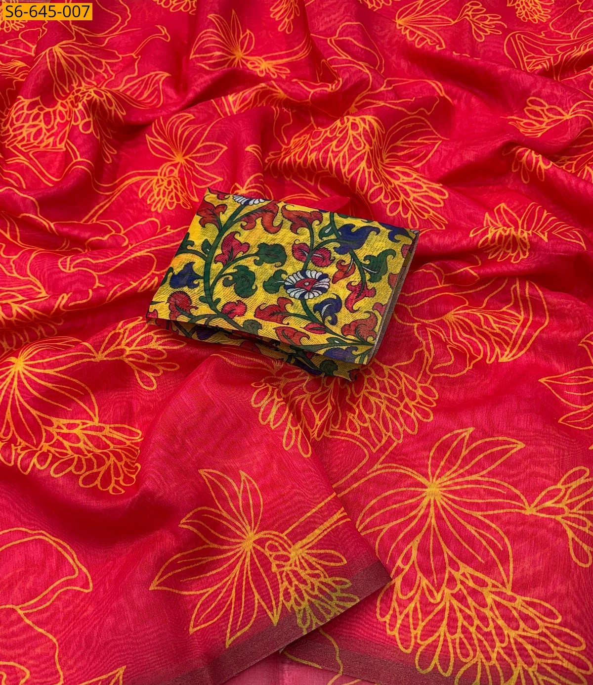 Red Soft chanderi Saree