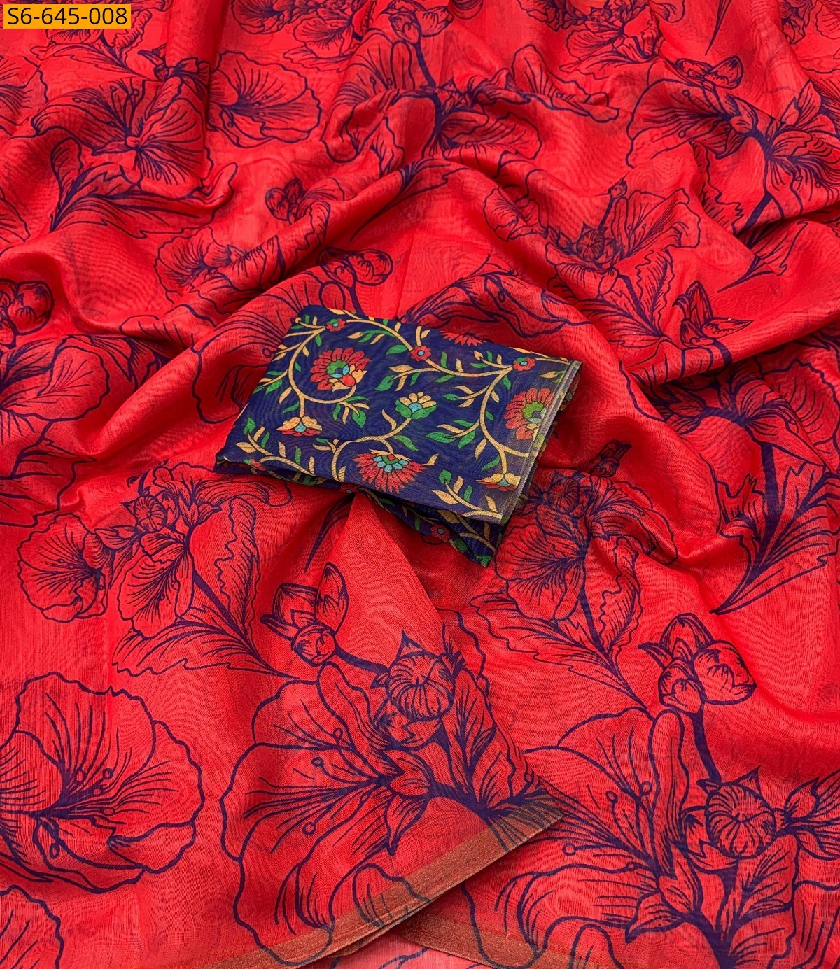 Red Soft chanderi Saree