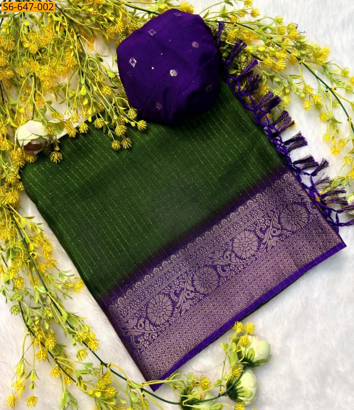 Dark Green Fancy Rekko Sarees