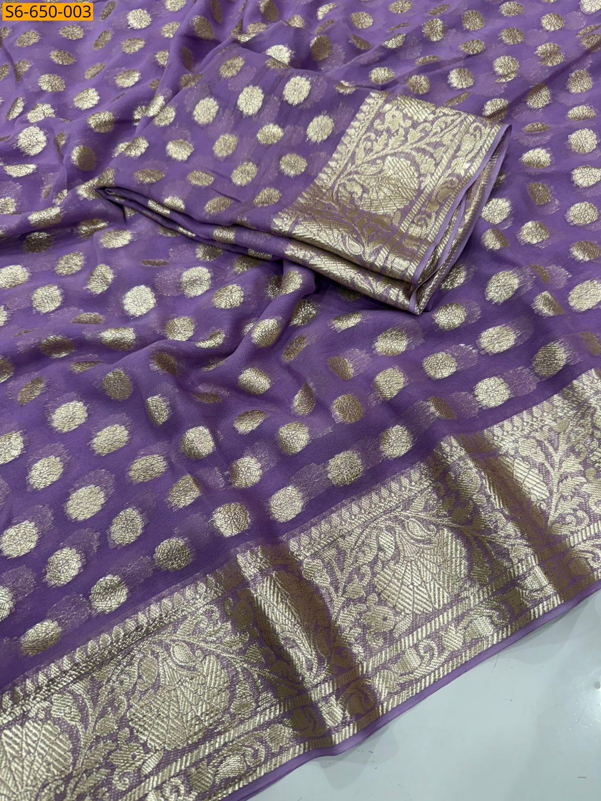 Lavendar Viscose Georgette Saree