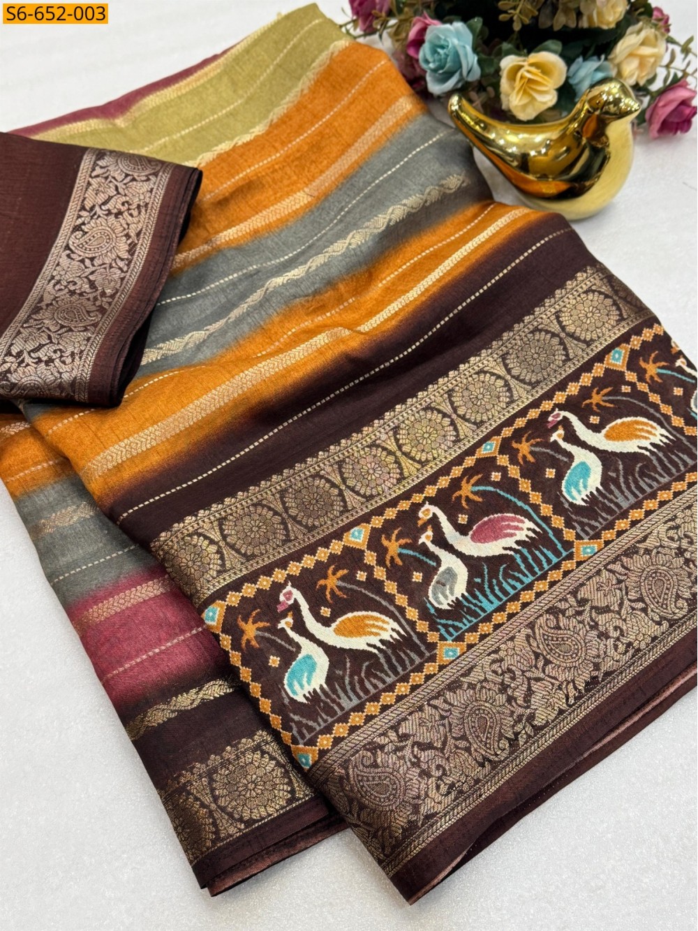Soft Dola kalmkari print  Saree