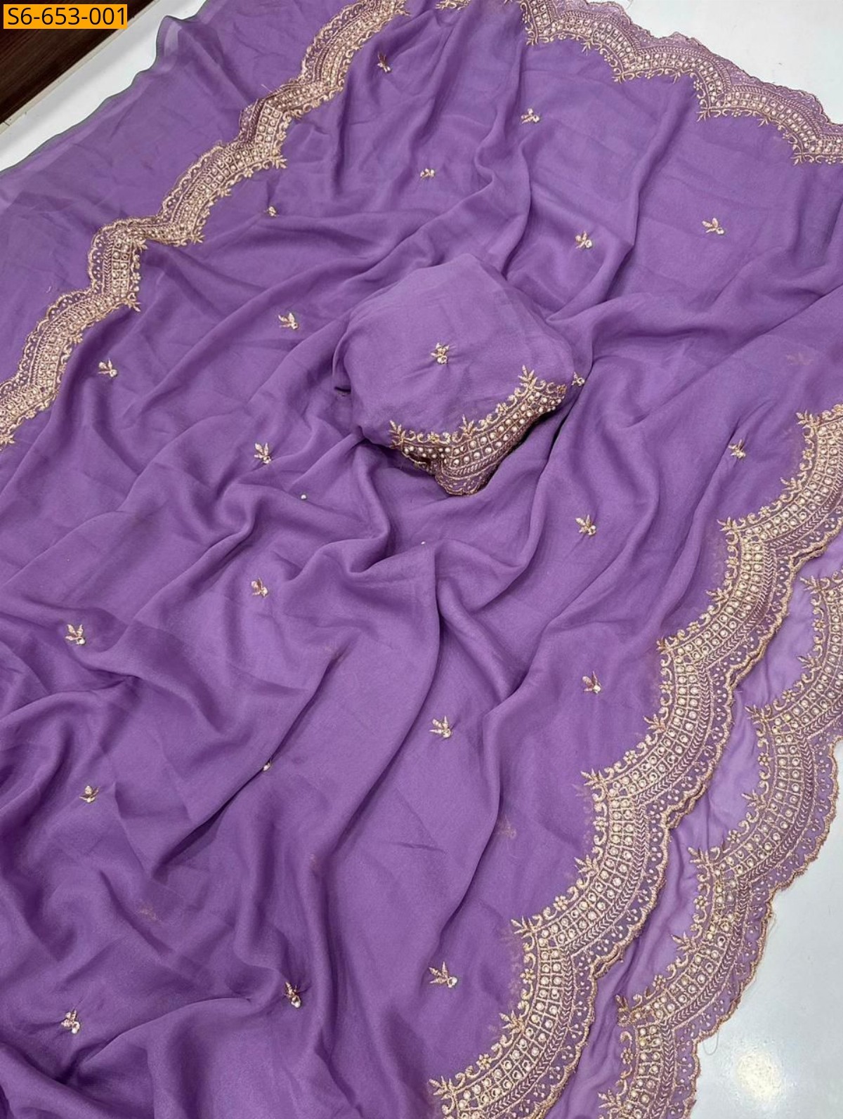 Lavendar Star Georgette Saree
