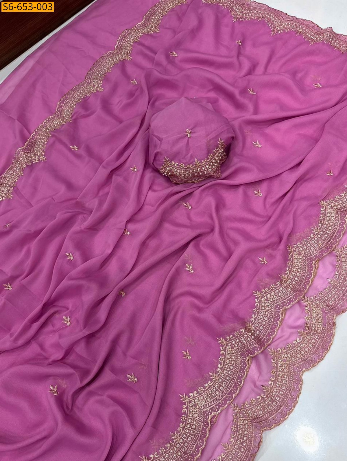 Pink Star Georgette Saree