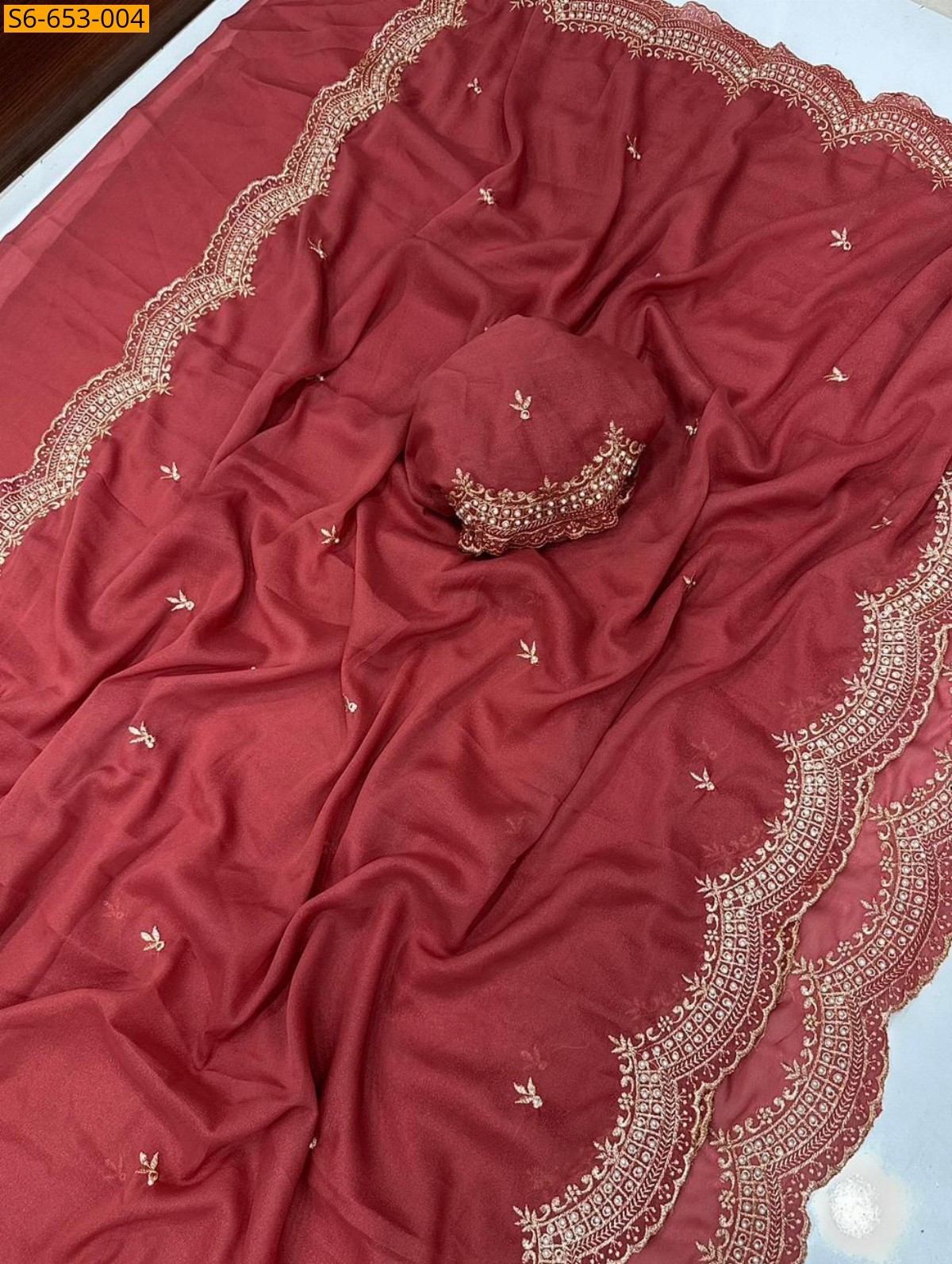 Red Star Georgette Saree