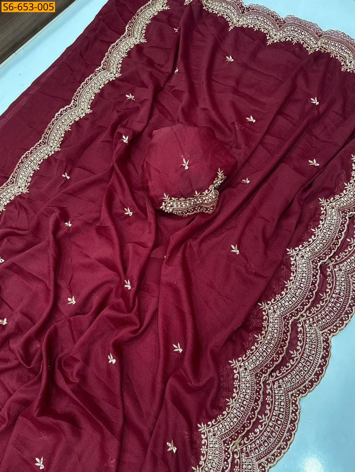 Maroon Star Georgette Saree