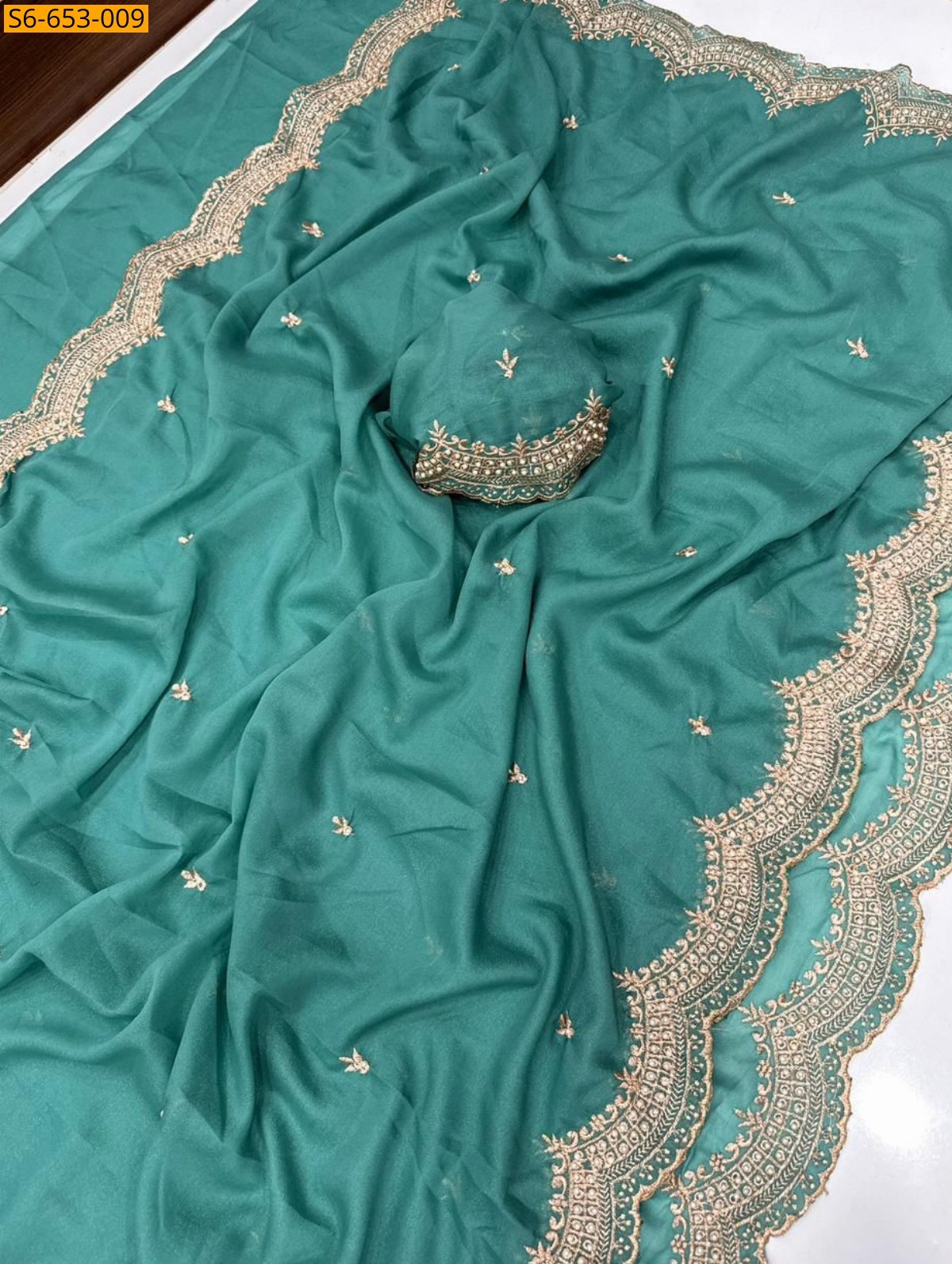 Rama Green Star Georgette Saree
