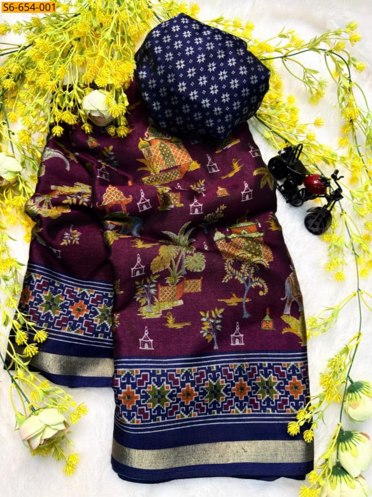 Wine Fancy Mul cotton silk Saree