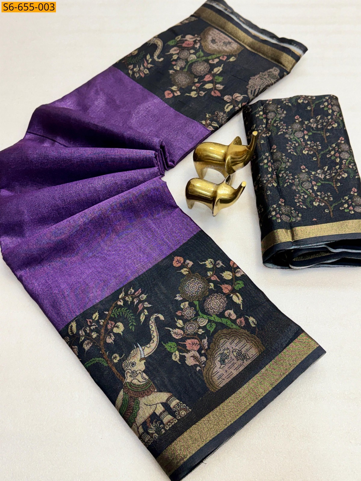 Fancy Gathan silk Saree - Violet