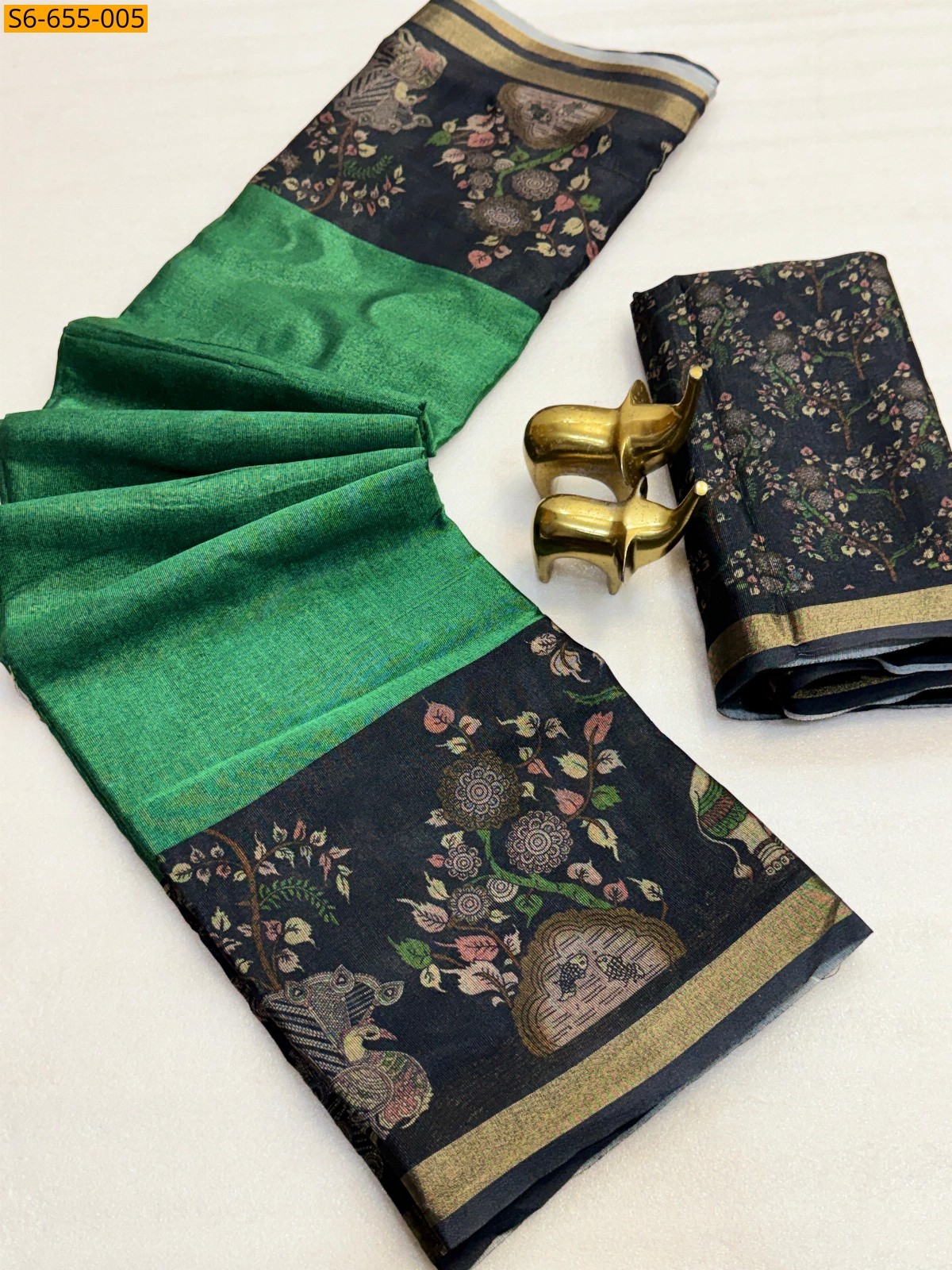 Green Fancy Gathan silk Saree