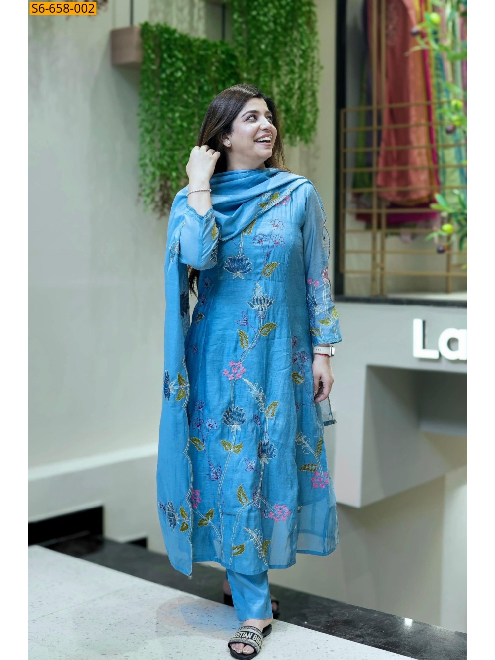 Chanderi Cotton kurti pant Dupatta set