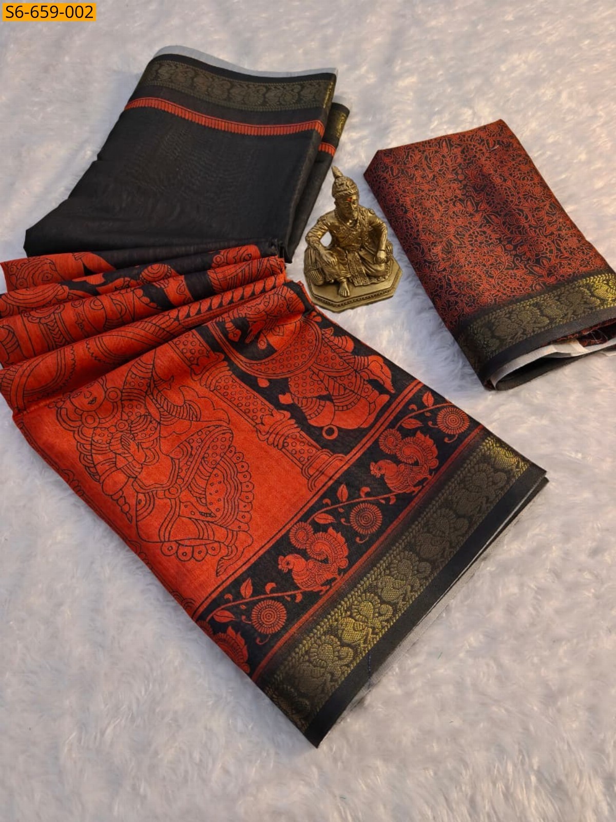 Red Mulmul Cotton Saree