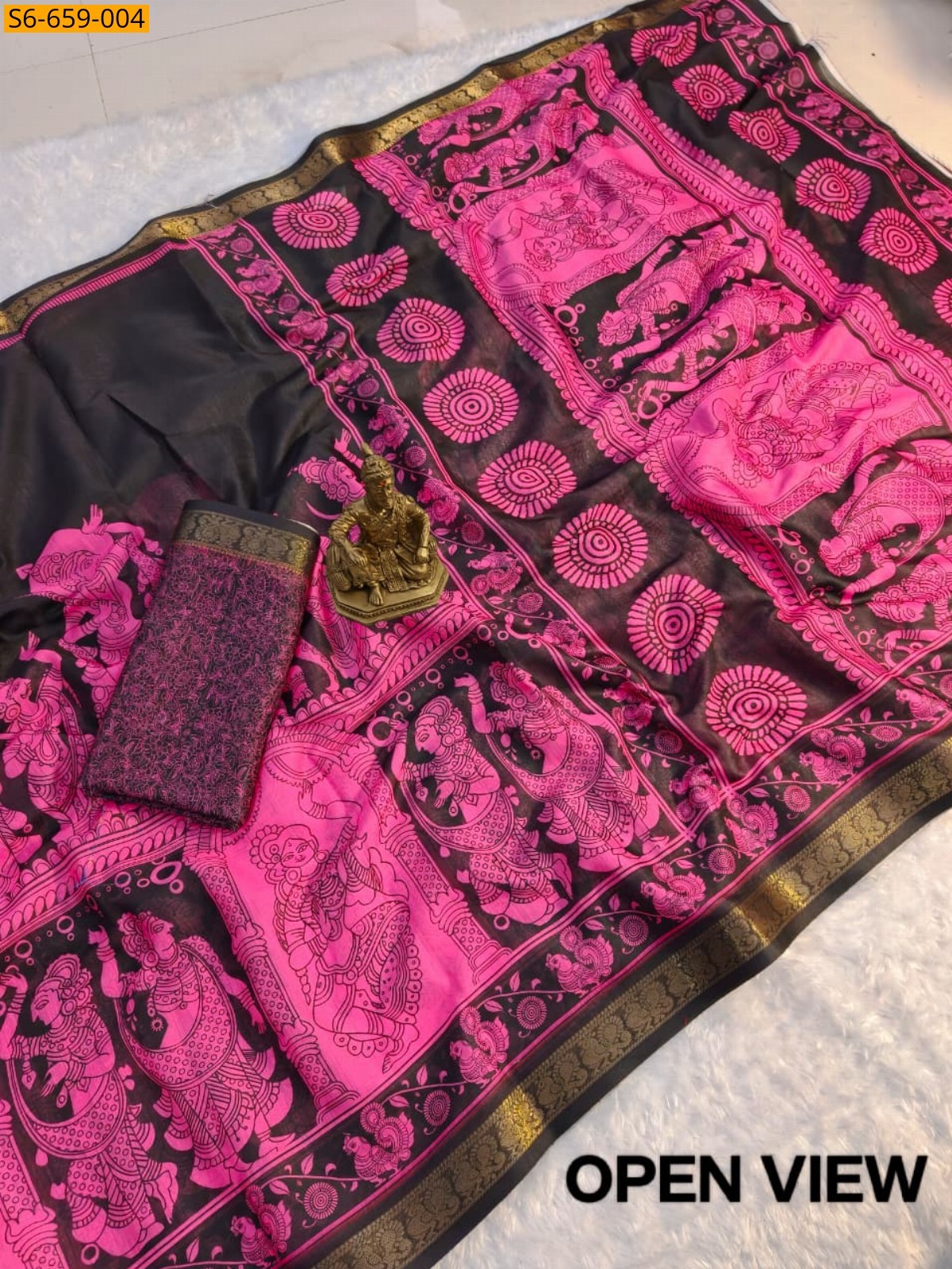 Pink Mulmul Cotton Saree