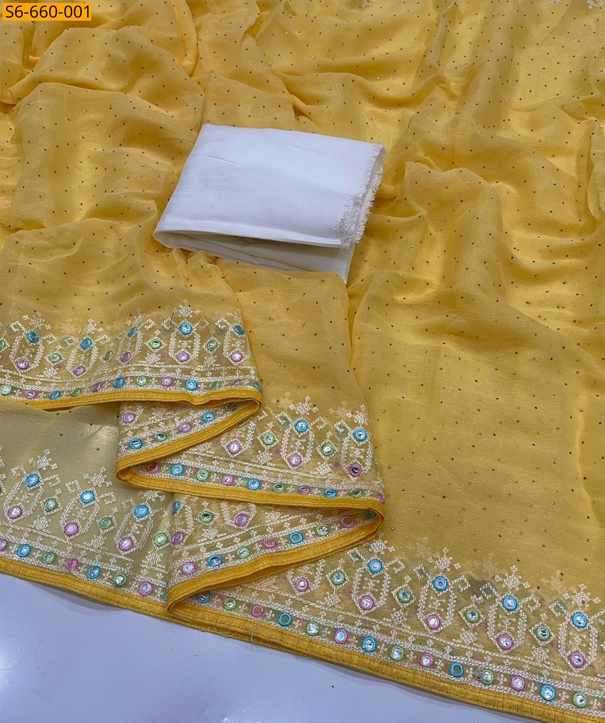 Yellow Star georgette saree